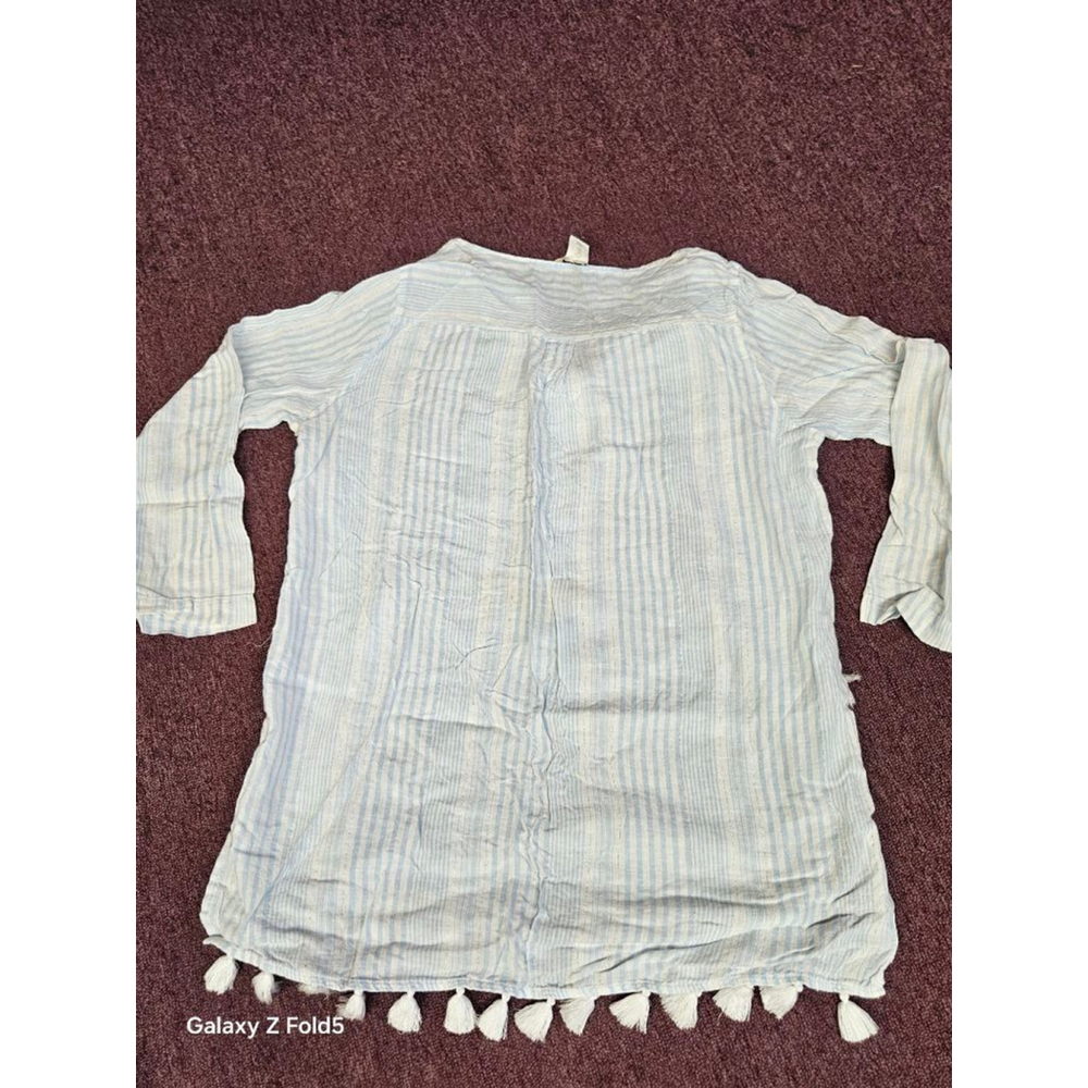 Women's C&C California Striped Tunic L White Blue - Picture 5 of 5